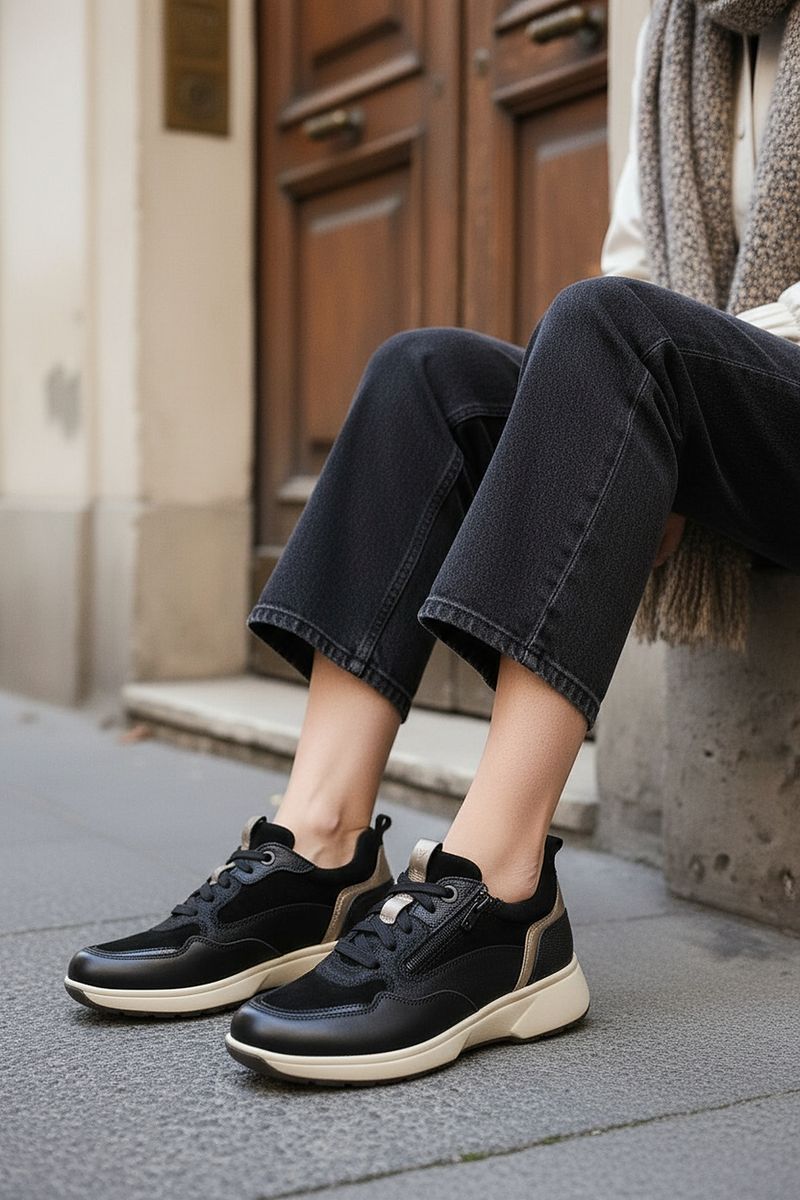 Xsensible Grenoble Stretchwalker HX Veterschoenen Zwart Dames
