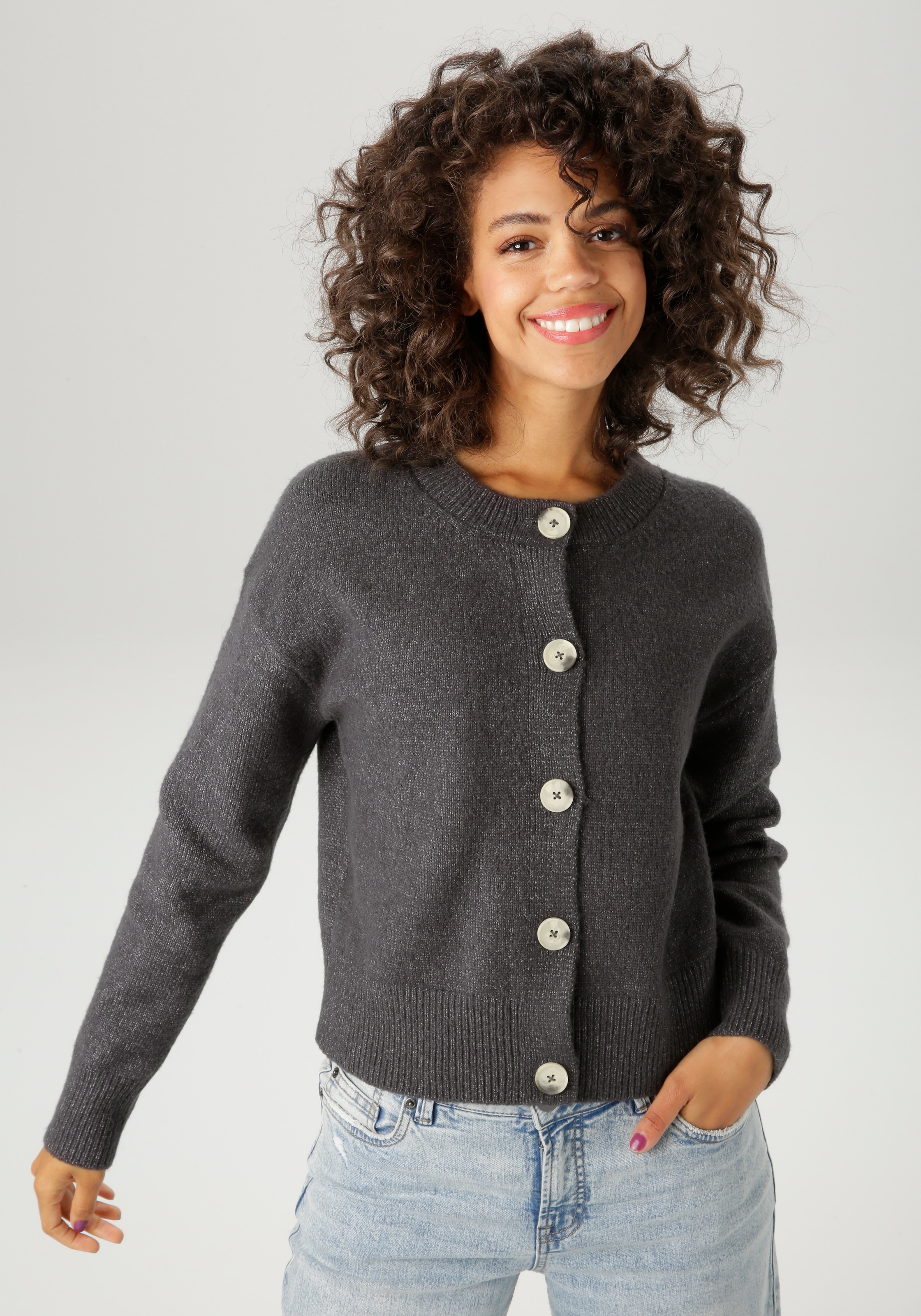 Aniston CASUAL Strickjacke , aus effektvollem Melange-Garn - NEUE KOLLEKTION