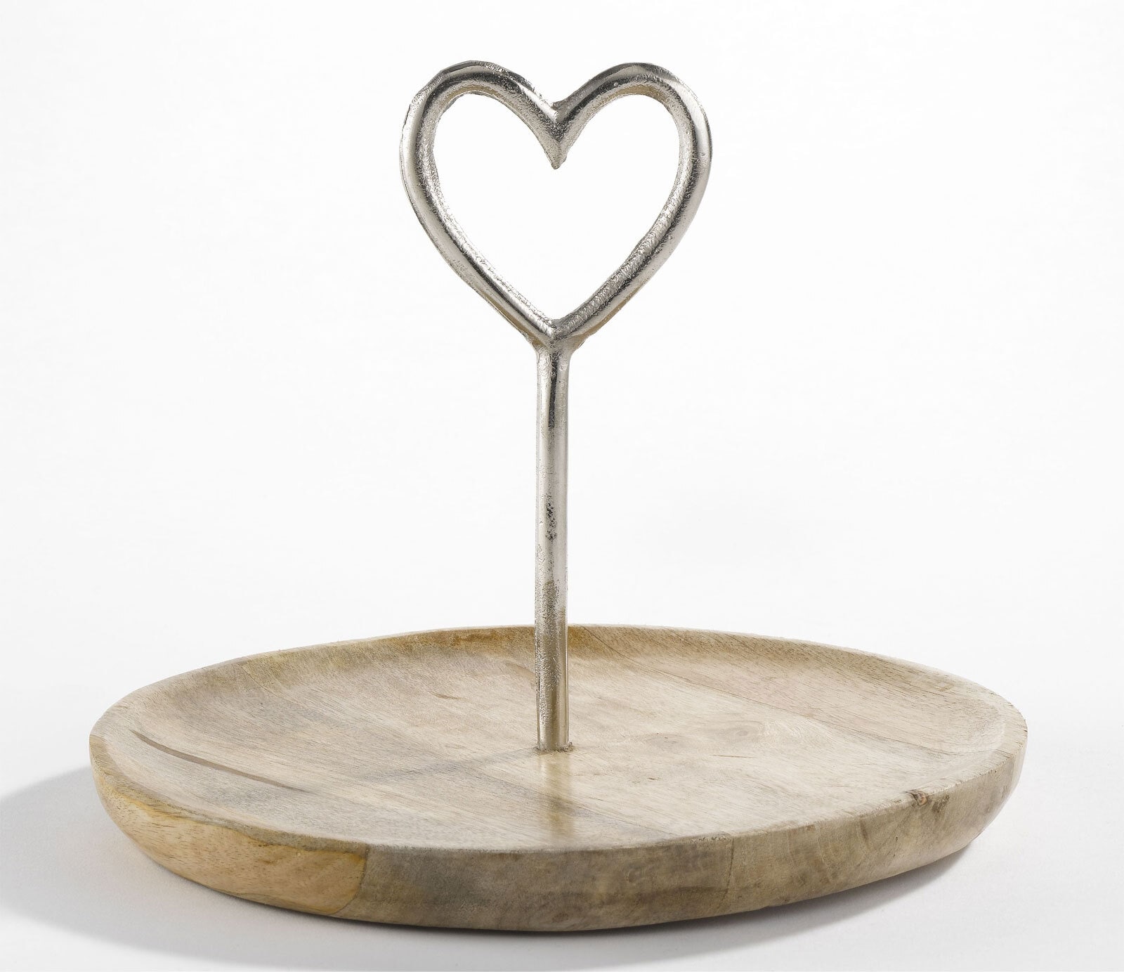 casaNOVA Dekotablett mit Herz 25 cm Holz braun