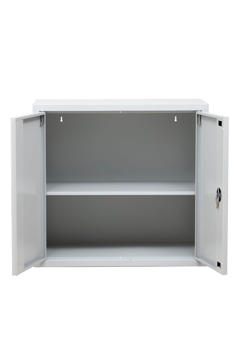 PROREGAL Badger draaideurkast met 1 legplank, Eurolock greep, plint, HxBxD 75 x 80 x 38 cm, grijs gelakt