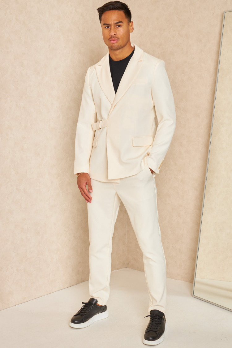 Costume 2 pièces blazer + pantalon blanc cassé