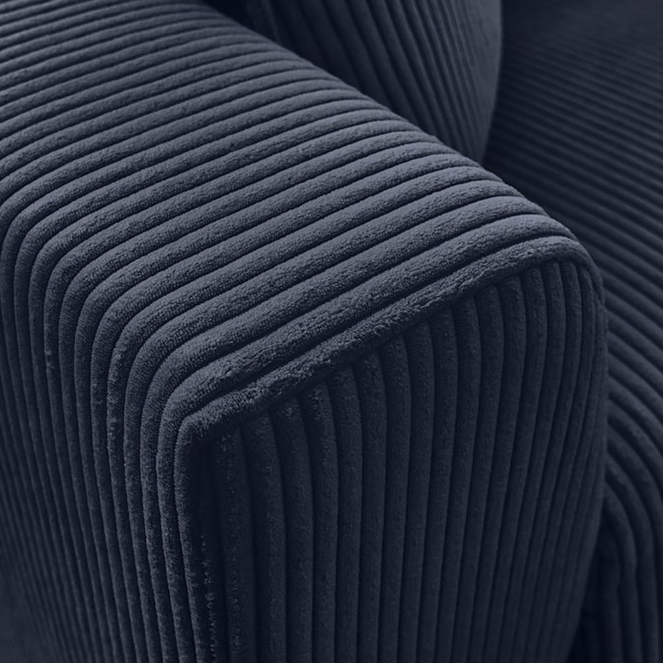 Bobochic Canapé droit convertible express en Velours côtelé 3 places Augustin bleu foncé - 205x96x97 cm