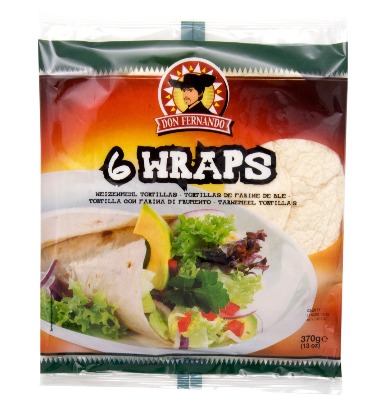 Don Fernando Wraps Weizenmehl Tortillas 370g (6x25cm) MHD:7.6.25