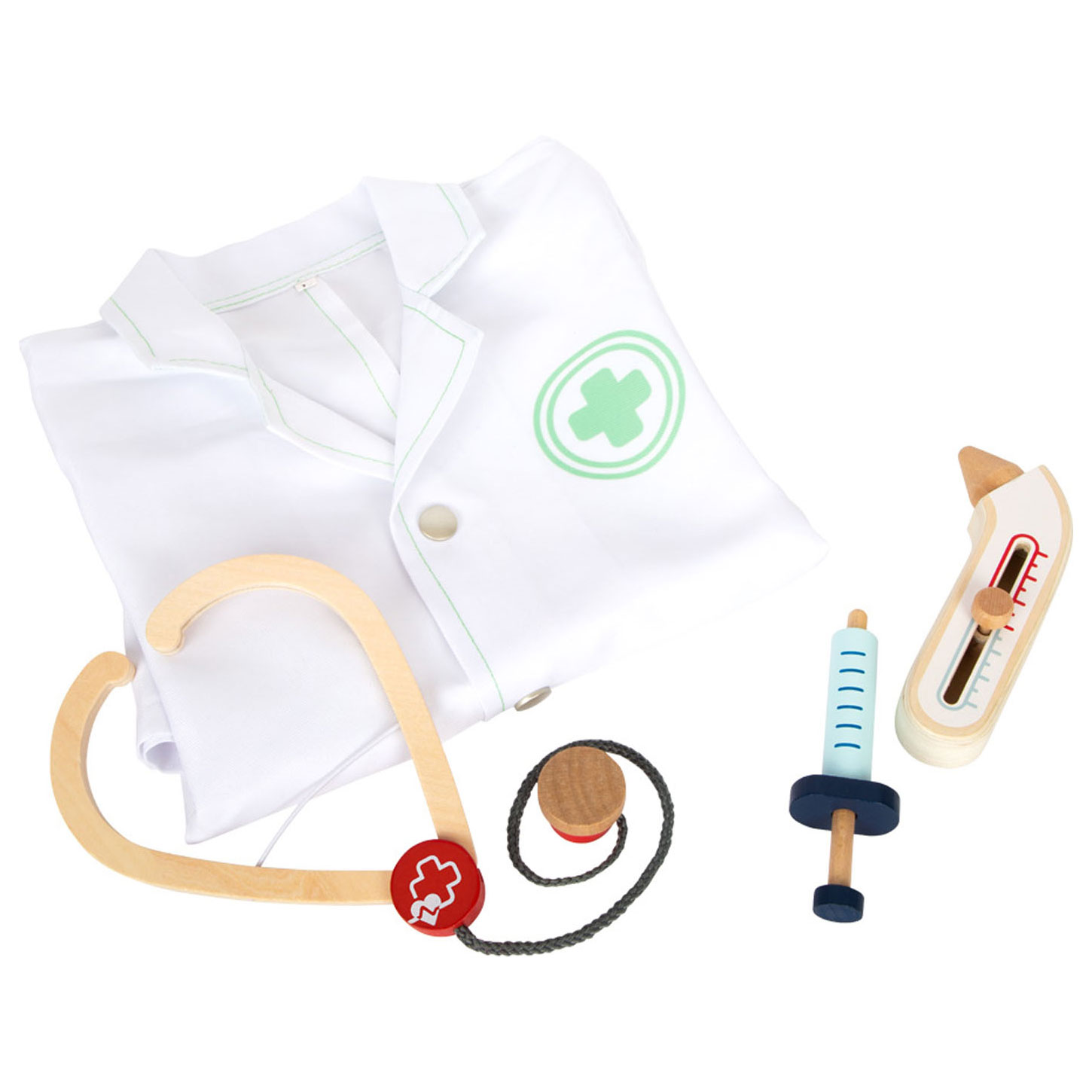 Small Foot-Dokterjas met Houten Accessoires, 4dlg.