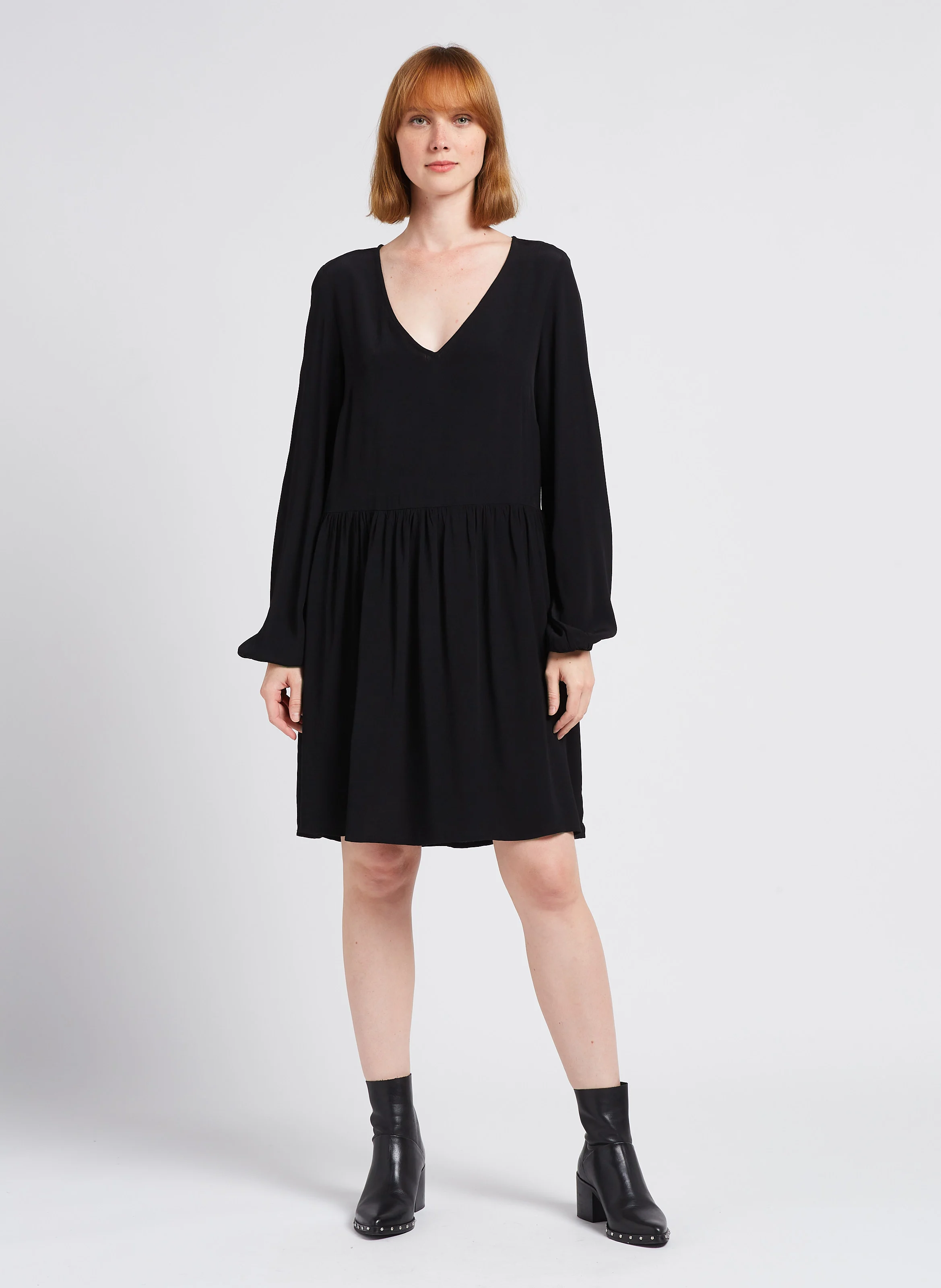 LANA - Robe longue col rond| Noir