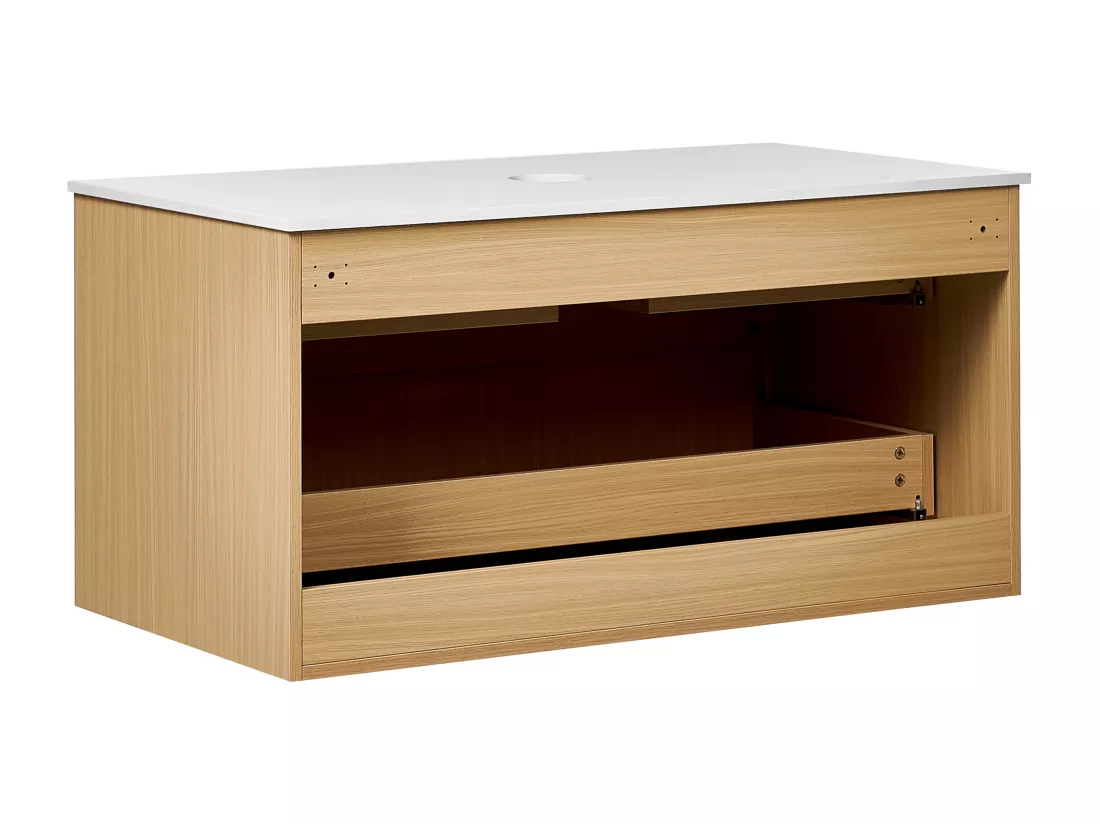Meuble lavabo mural BEXTI 100 cm 52 cm 50 cm Marron clair