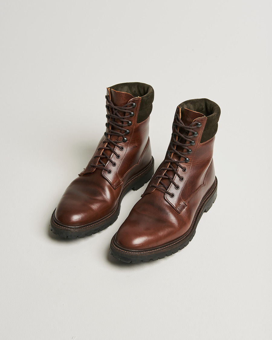 Crockett & Jones Ross Boot Vibram Sole Dark Brown Waxed Calf