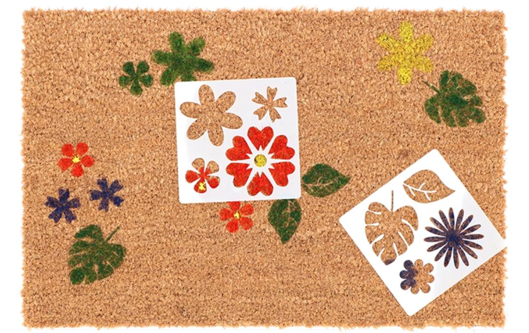 Fussmatte Blumen 40 cm x 60 cmTürmatte-Set mit Farben und Schablonen
