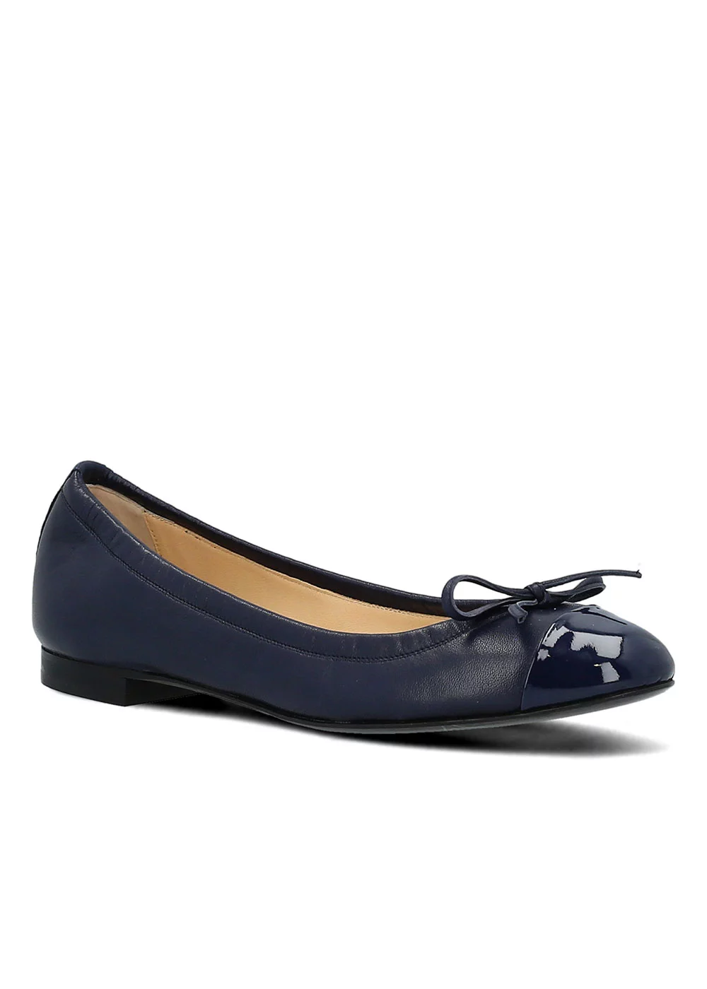 BALLERINE KOWEIT CUIR MARINE ET POINTE VERNIS