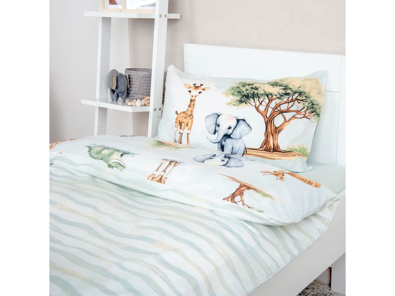 Herding Kinder Bettwäschegarnitur Safari, 40/60 100/135 cm Bettwäsche-Set für Kinder aus 100% Baumwolle