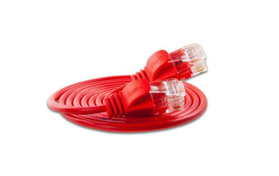 Slimpatchkabel RJ-45 - RJ-45, Cat 6, UTP, 1.5 m, RotLightpatchkabel rund, ungeschirmtes Twisted-Pair-Kabel (U/UTP) mit Klinkenschutz