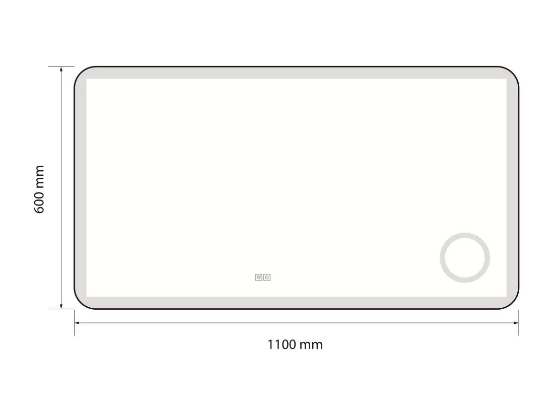 Miroir salle de bain LED 110x60cm anti buée avec cadre en aluminium noir et loupe x3 LB-4685B