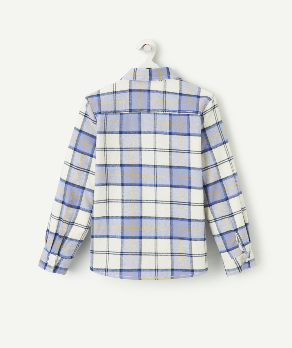 CHEMISE À CARREAUX GARÇON EN COTON BIO BLEU BLANC ET JAUNE