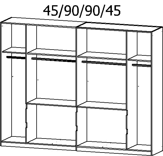 Kleiderschrank MAINZ 271 x 210 cm Sonoma Eiche/Spiegel