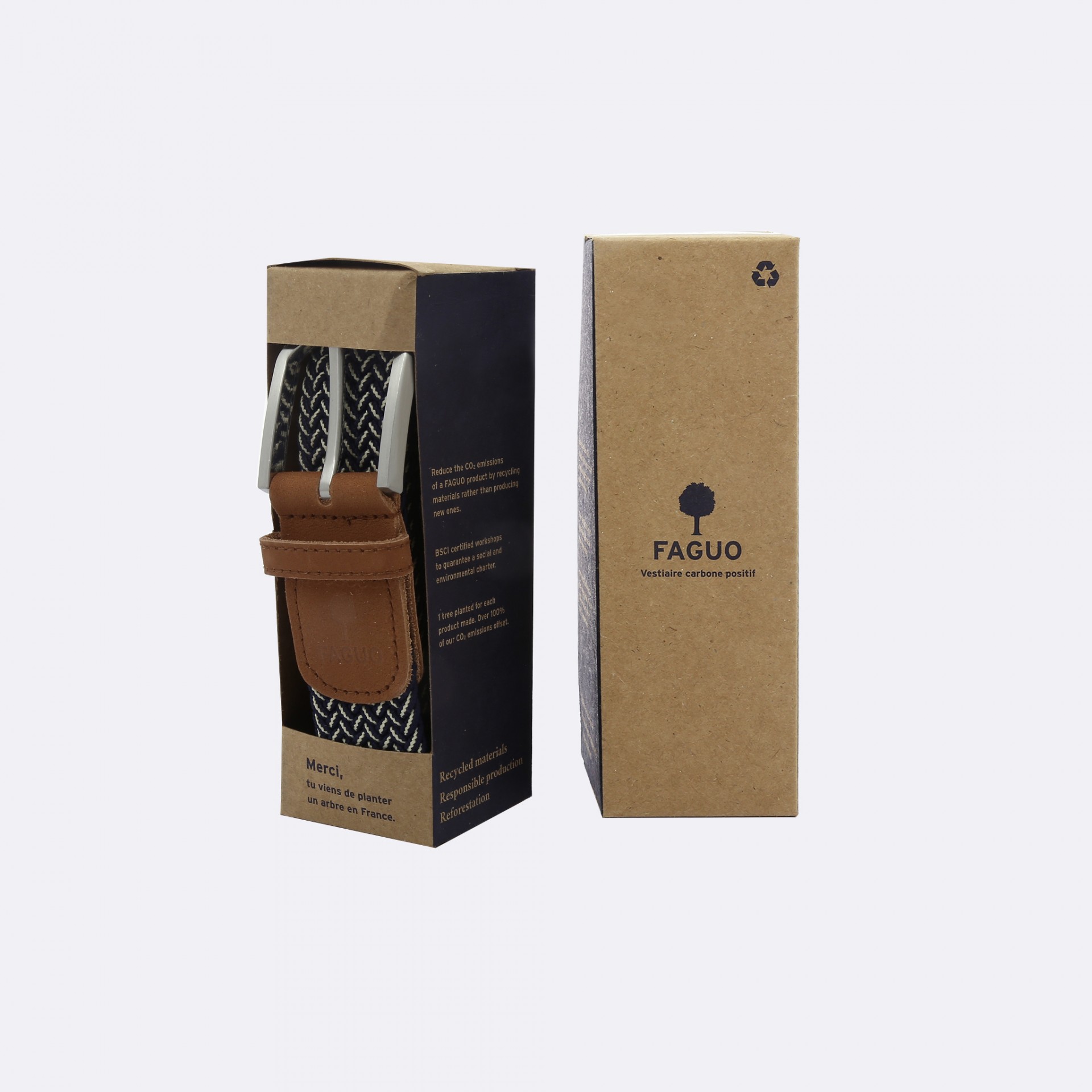 Ceinture bleu marine & écru polyester recyclé - modèle Belt