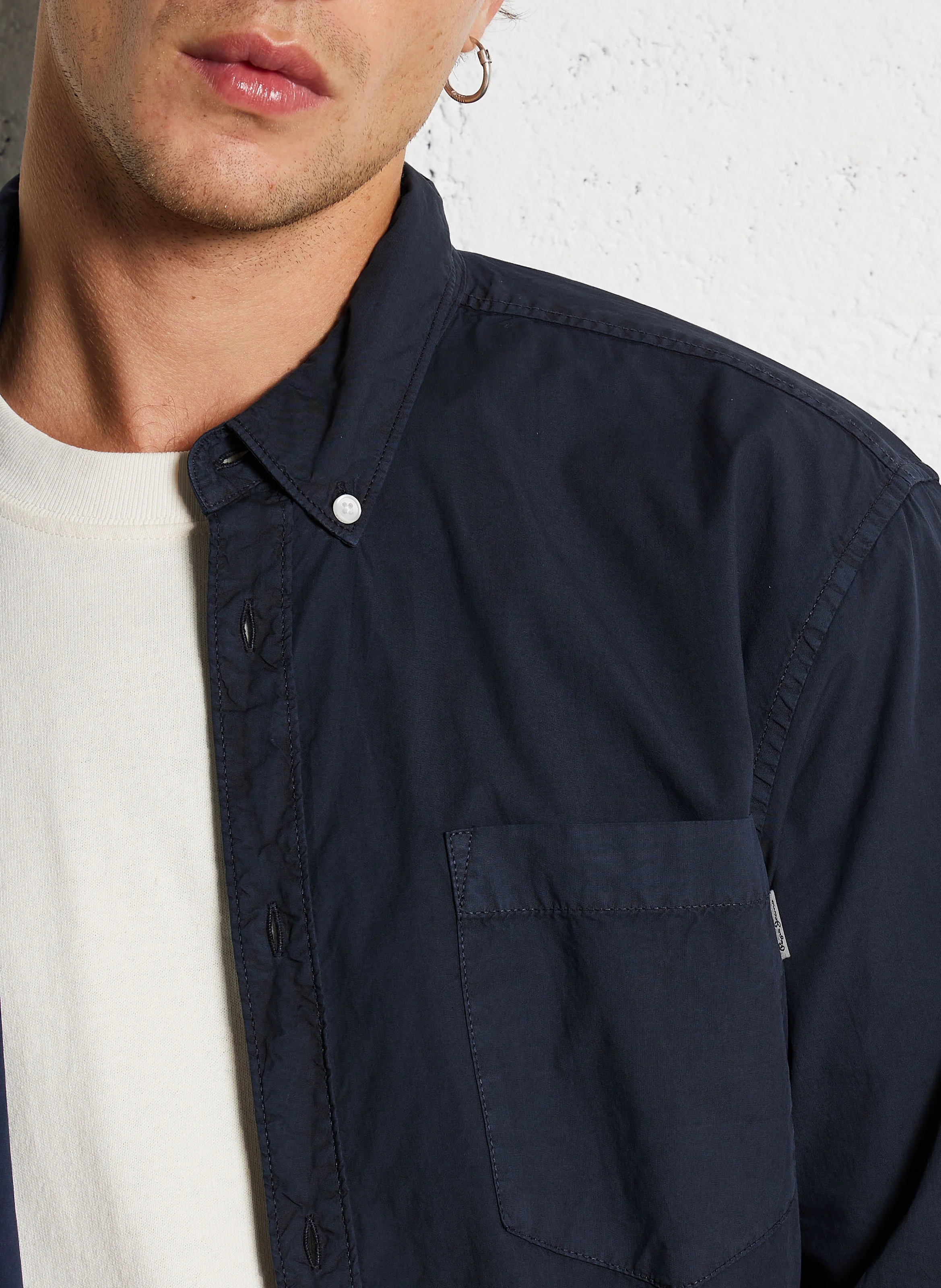 PRINCE - Chemise col classique droite en coton | Bleu