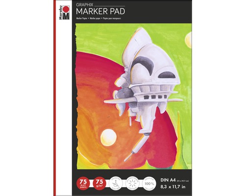 Marabu Markeerblok GRAPHIX, DIN A4, 75 g/m², 75 vellen