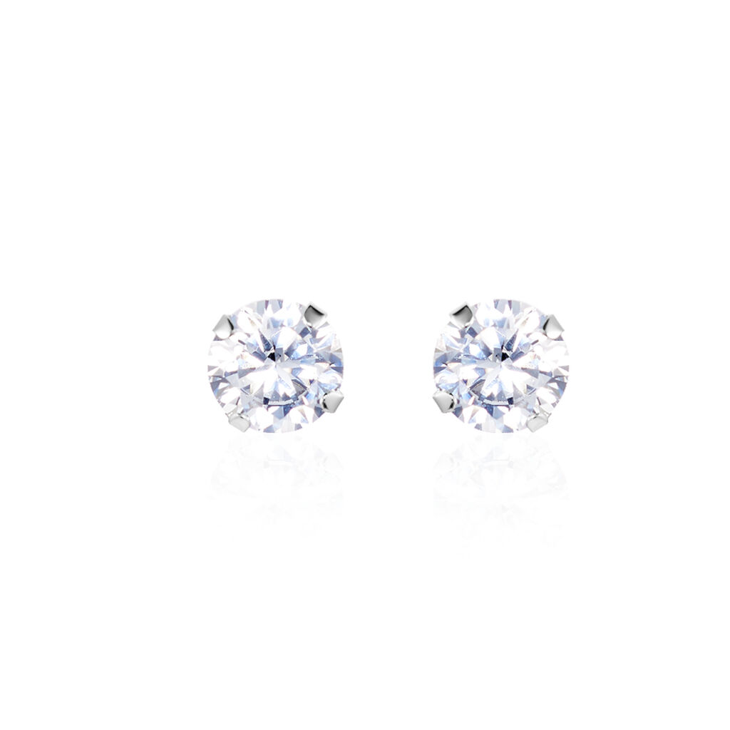 Boucles D'oreilles Puces Eddie Or Blanc Oxyde De Zirconium