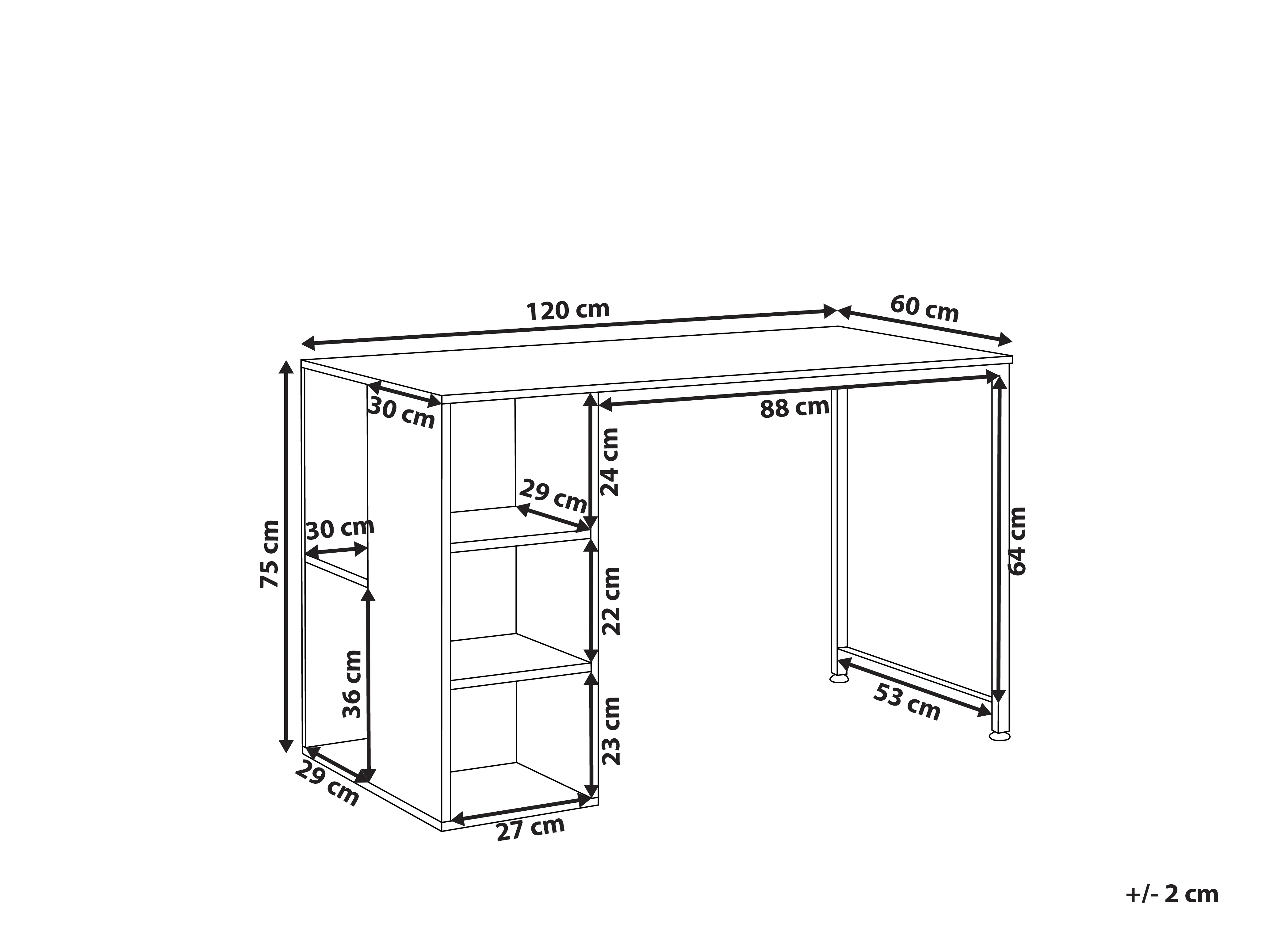 Bureau DESE Bruin/wit 120 cm 60 cm