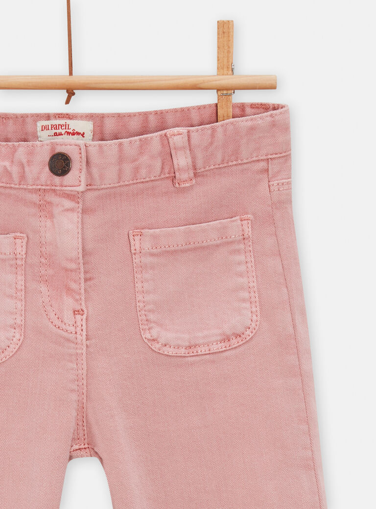 Jean large taille haute rose pale pour fille