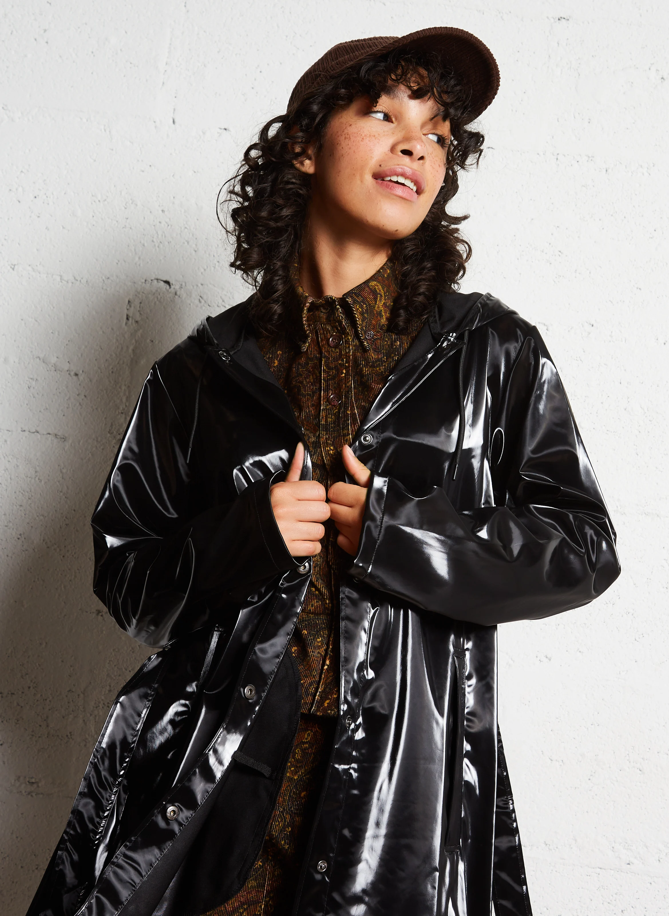 Imperméable droit col rond | Noir