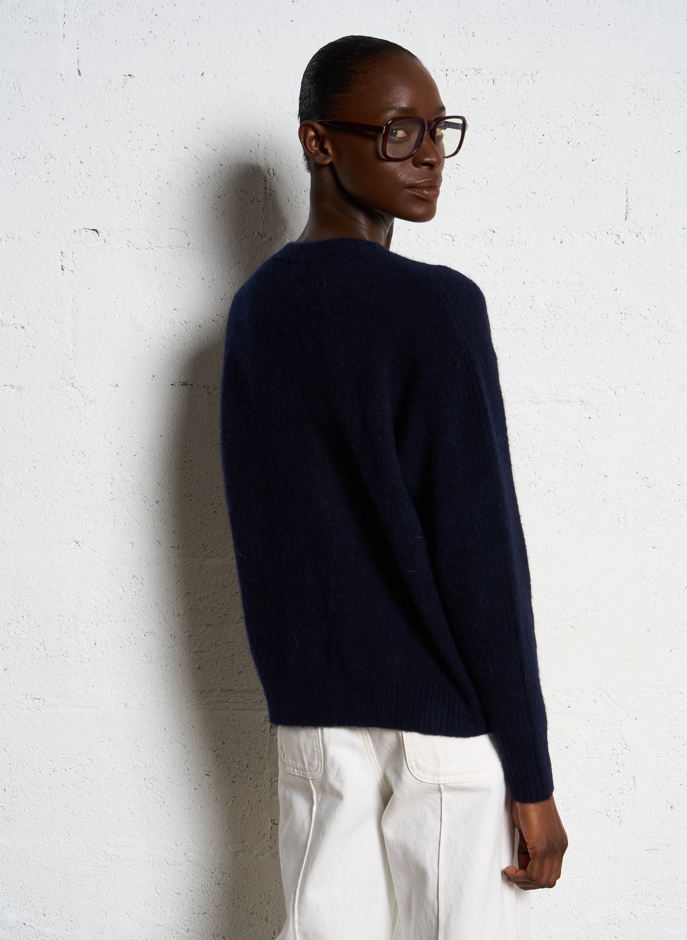 KURT - Cardigan droit en mohair mélangé | Bleu