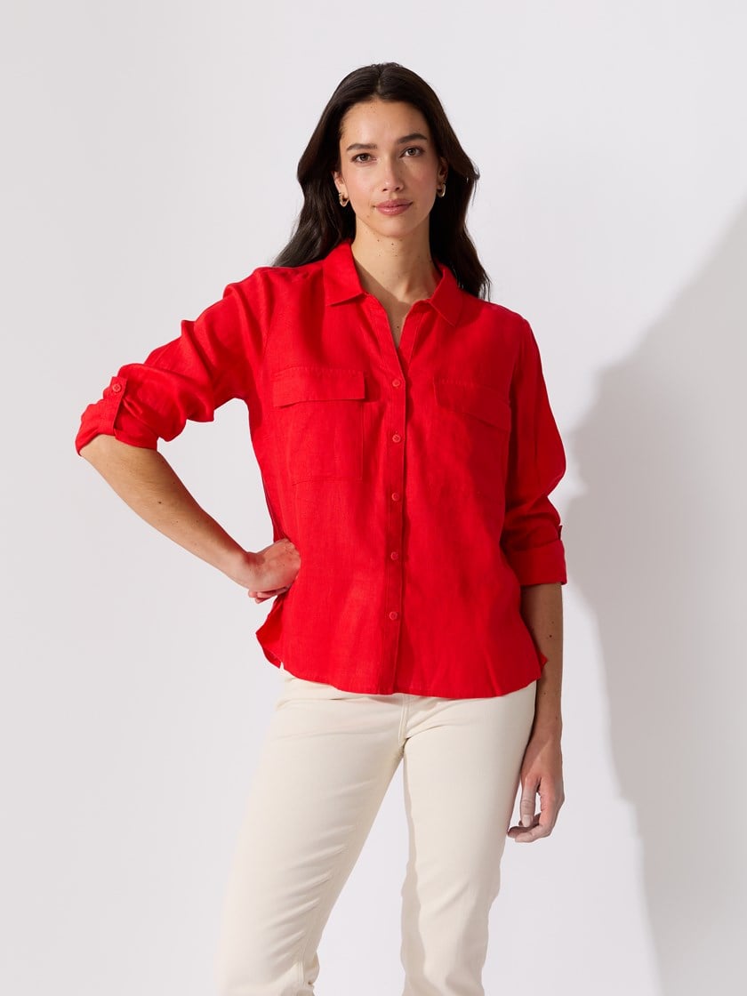 Meghan linskjorte Flame Scarlet