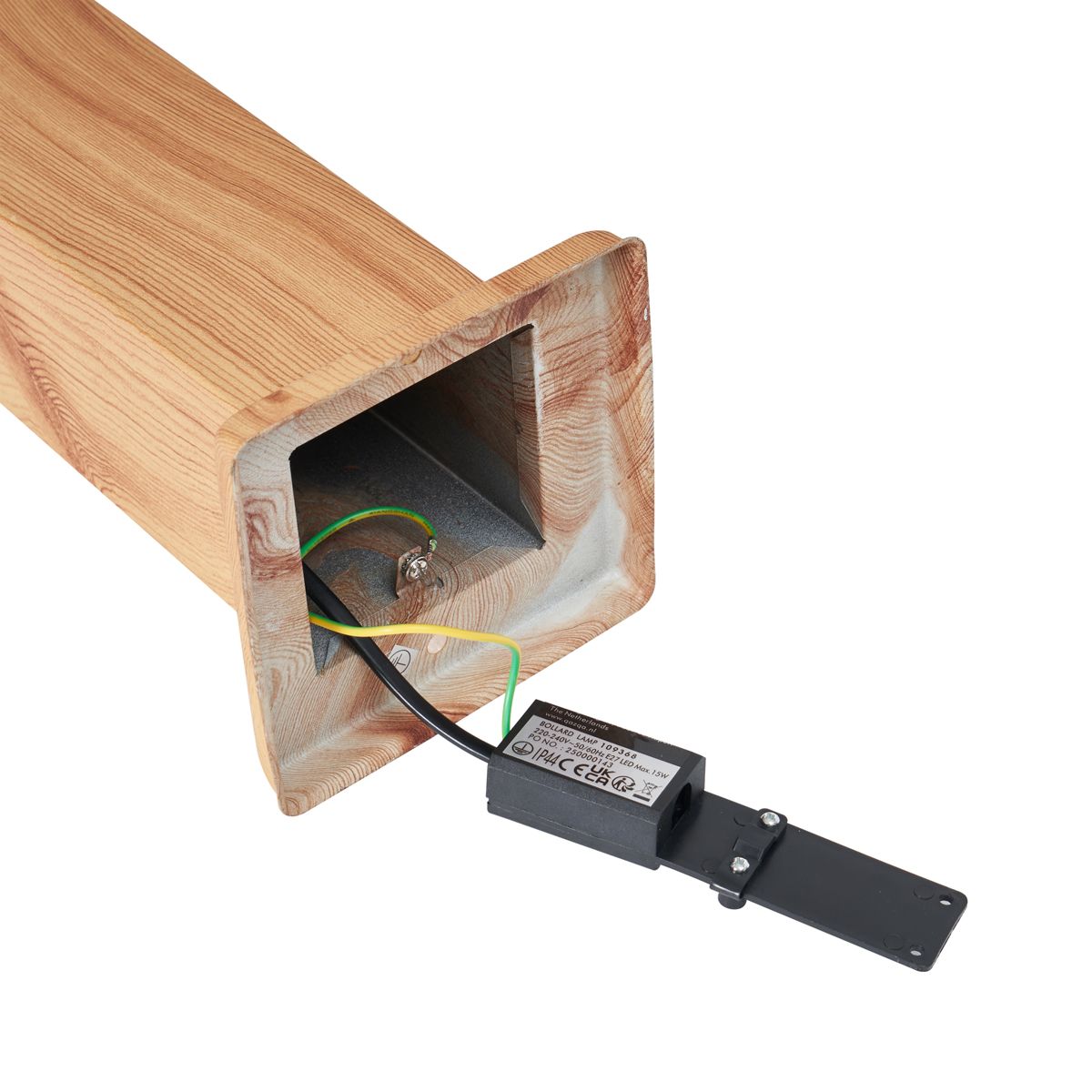 Moderne staande buitenlamp staal met hout print 80cm IP44 - Malois