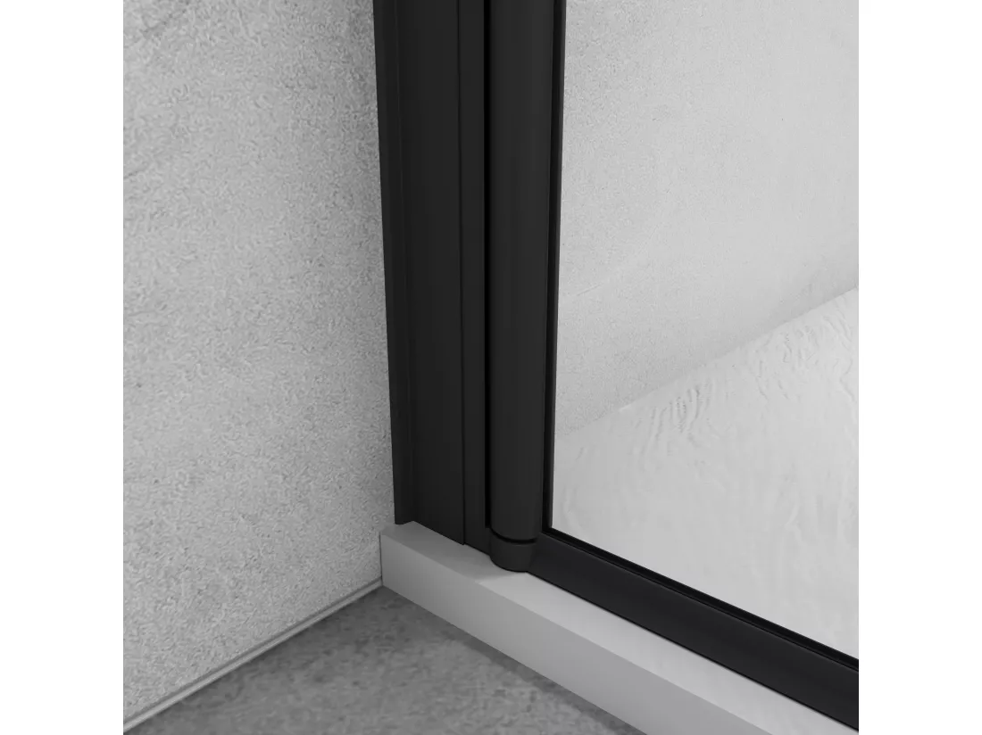 Paroi de douche italienne pivotante 35x200cm, paroi de douche retour pivotant mural en verre 8mm anticalcaire, profilé noir mat