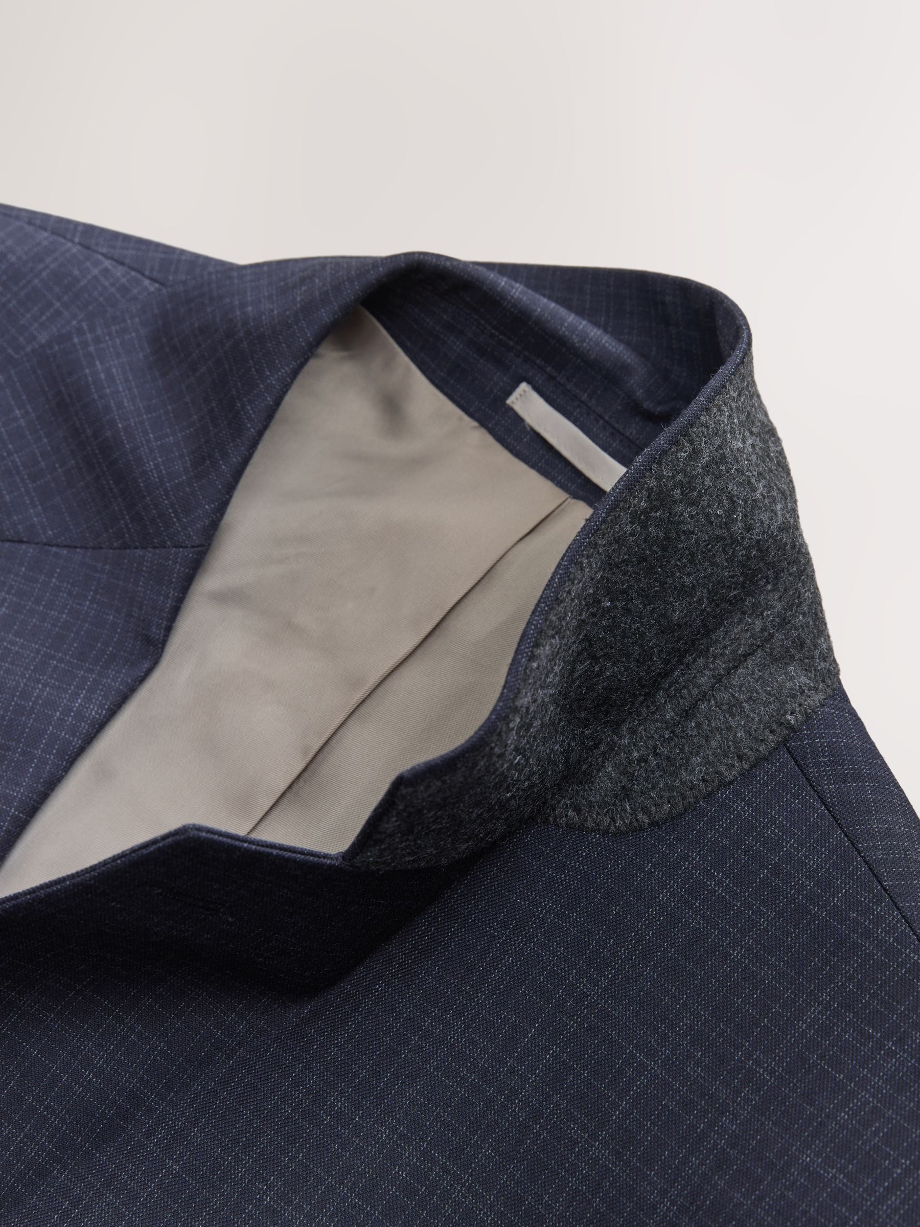 Marineblauw - Skinny Fit Check Texture Suit Jacket