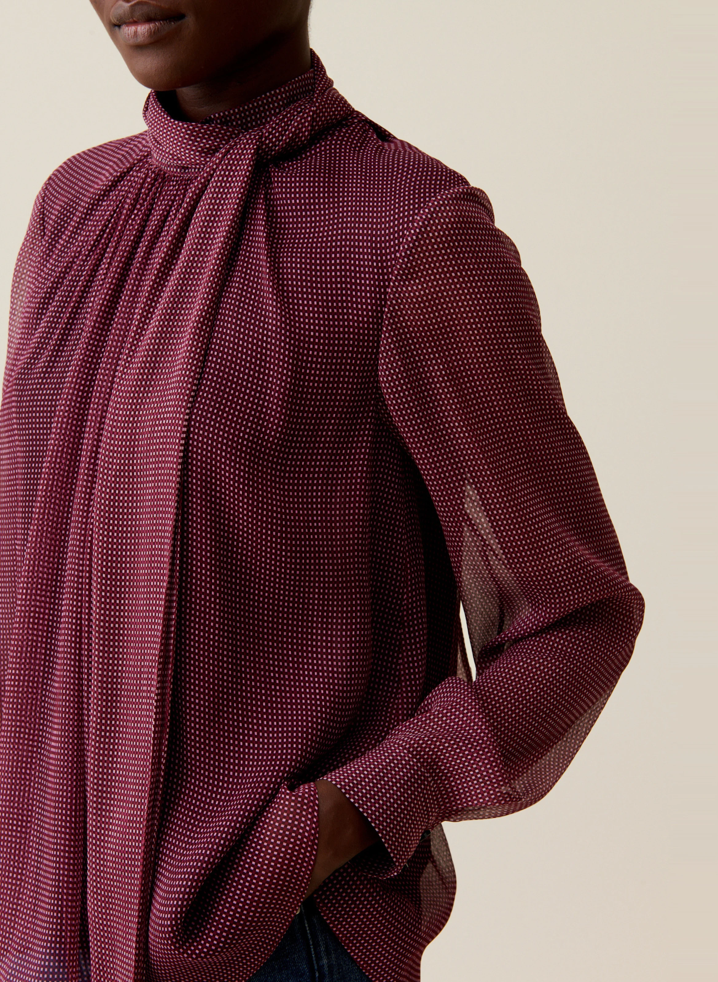 Blouse à col lavallière | Rose