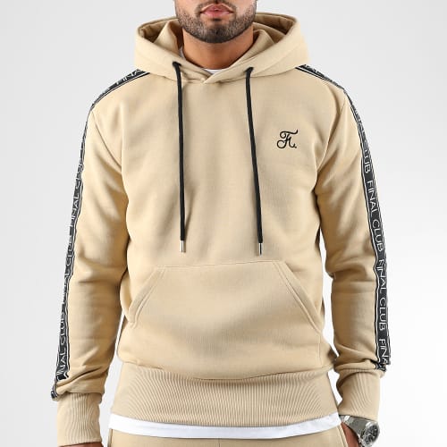 Sweat Capuche Premium A Bandes 1057 Beige