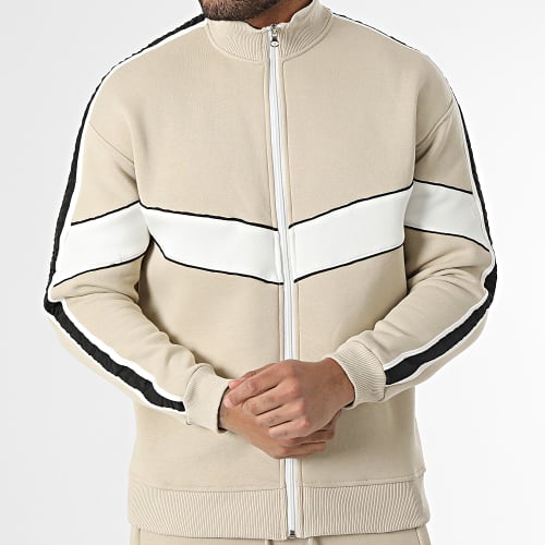 Ensemble De Survetement A Bandes Beige