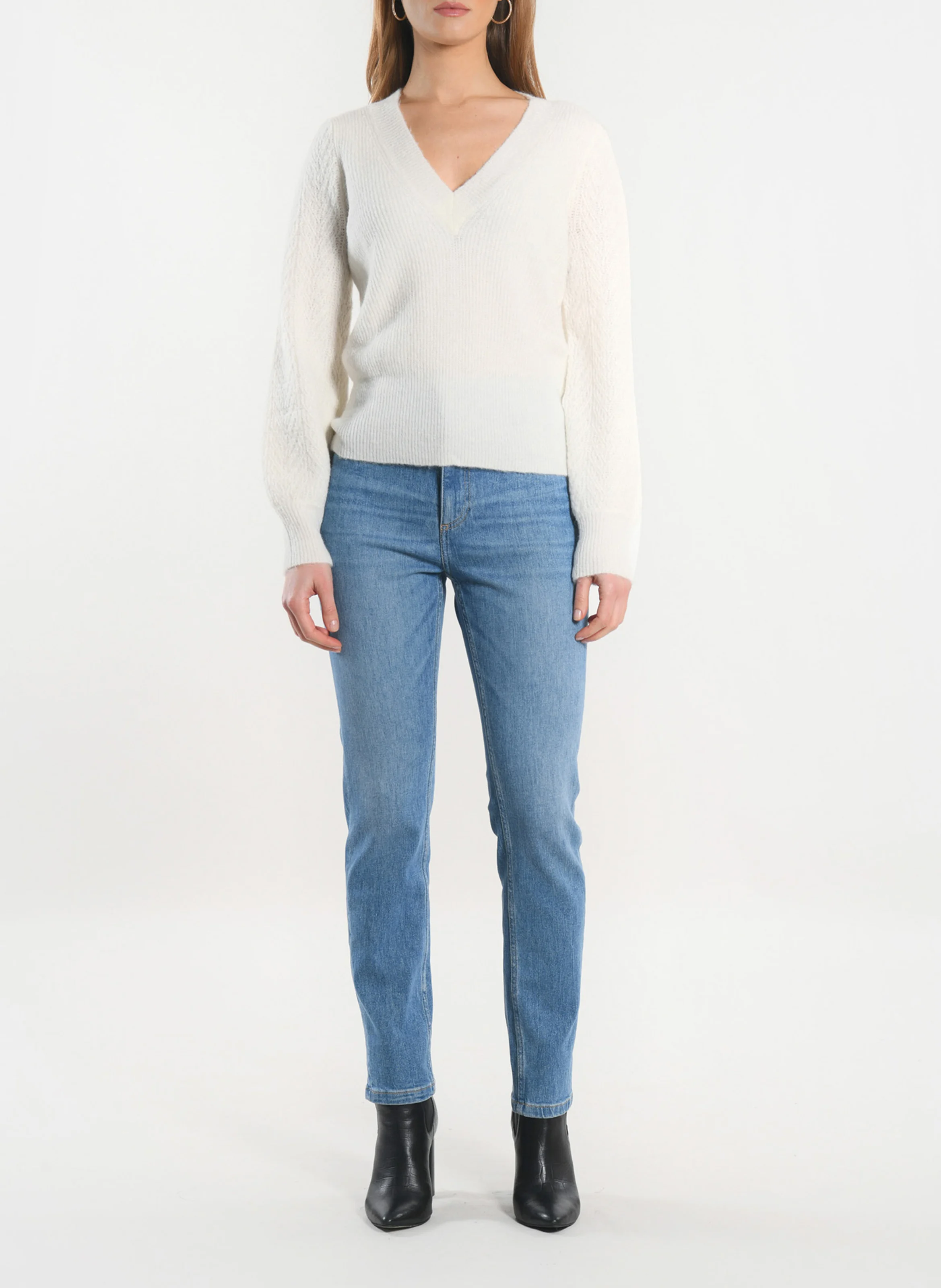 DAYANA - Pull col V| Blanc