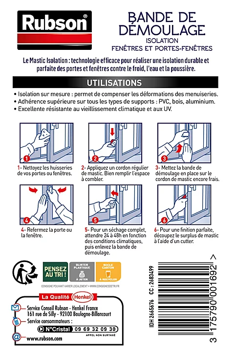 Bande de démoulage pour mastic Rubson coloris transparent 25 m