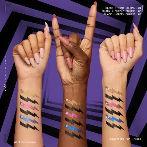x Beetlejuice Pinstripe Duo Liners Black + Pink Chrome