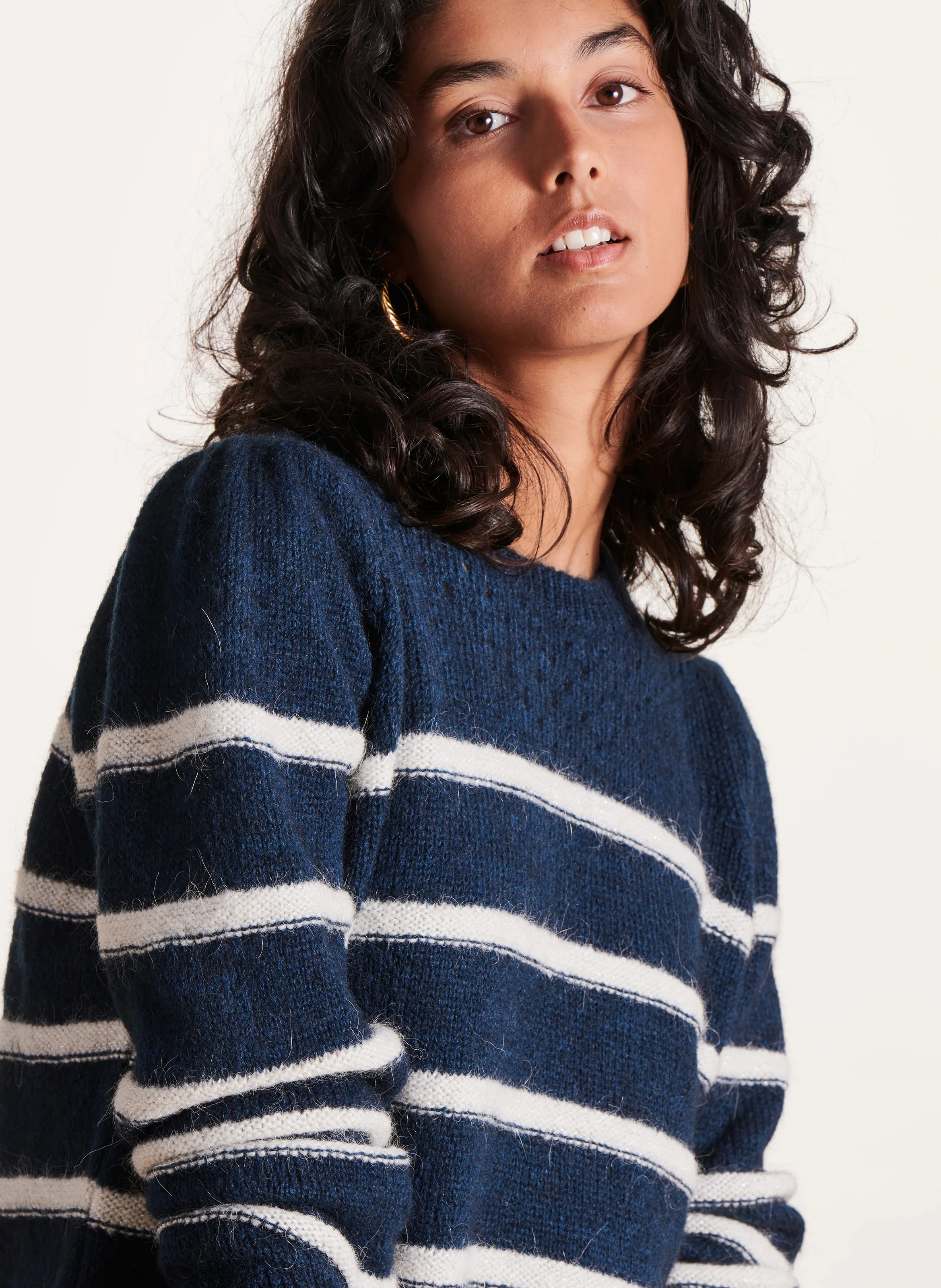 Pull col rond rayé| Multicolore