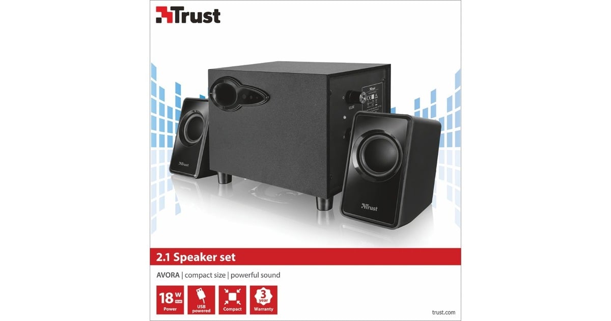 TrustAvora 2.1 Subwoofer Speaker set pc-luidspreker  (Zwart, 20442)