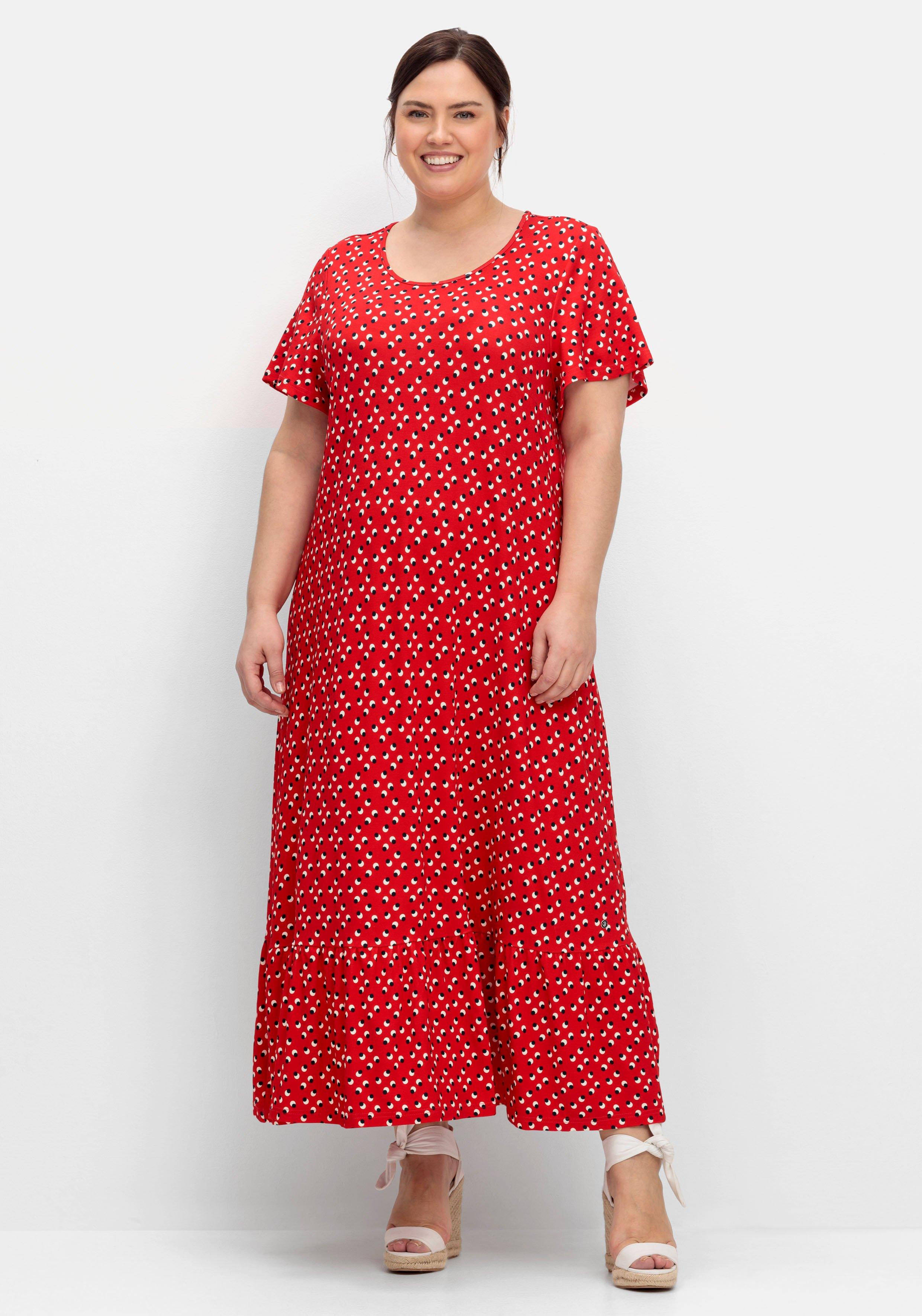 Jerseykleid in Maxilänge, mit Volant am Saum