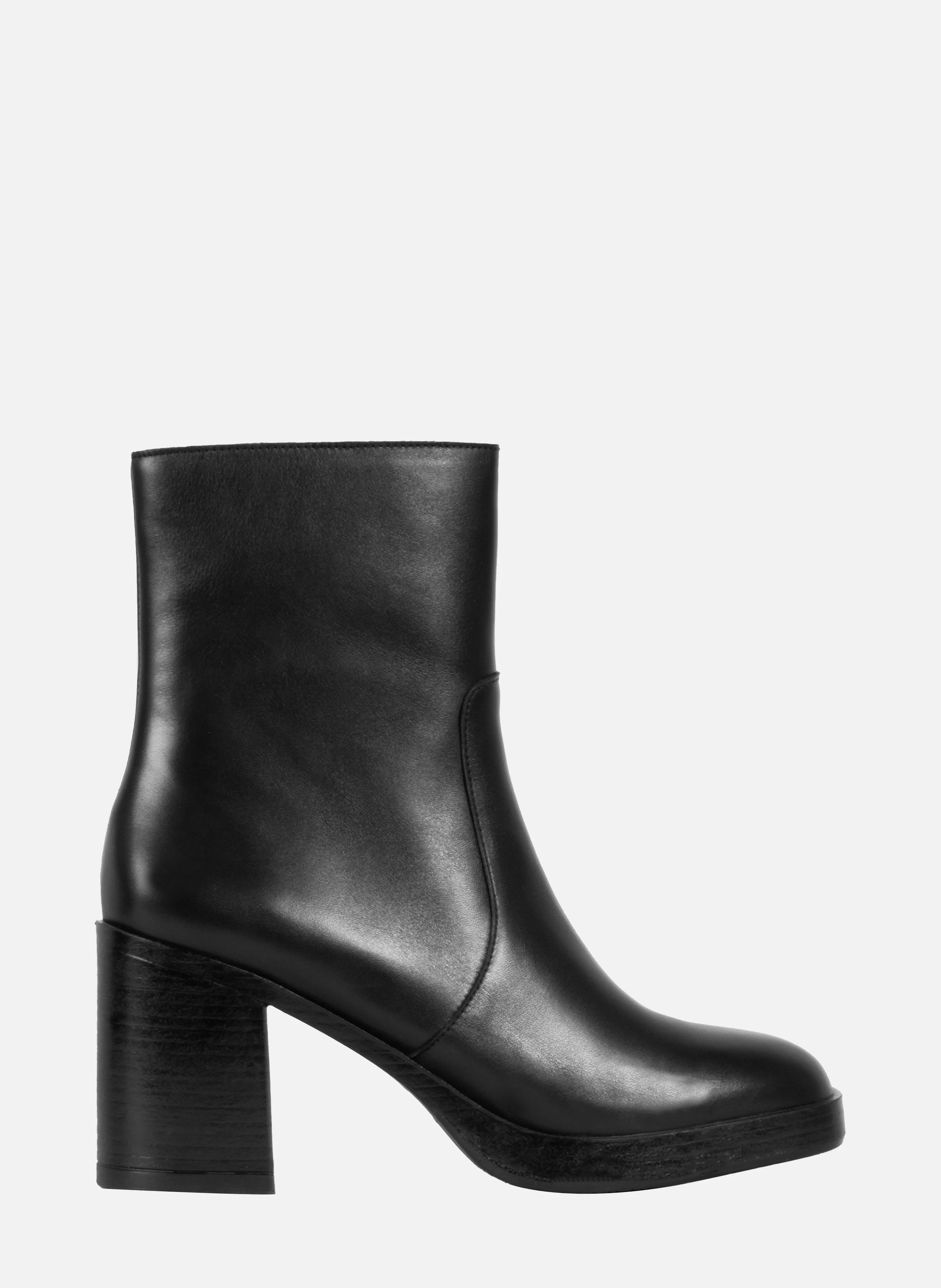 Bottines plateforme cuir | Noir