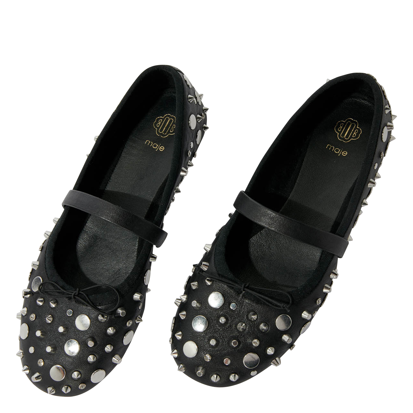 Ballerines à clous et studs en cuir | Noir