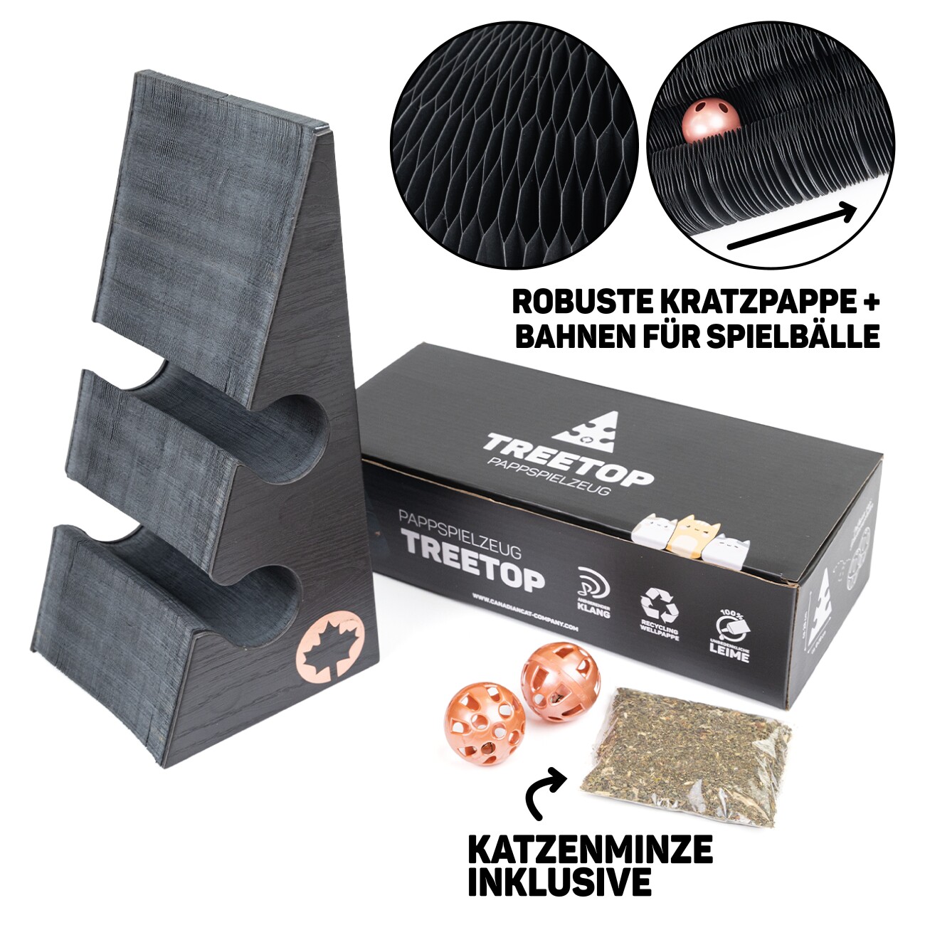 Canadian Cat Company Treetop - Kratzpappe mit Spielbällen