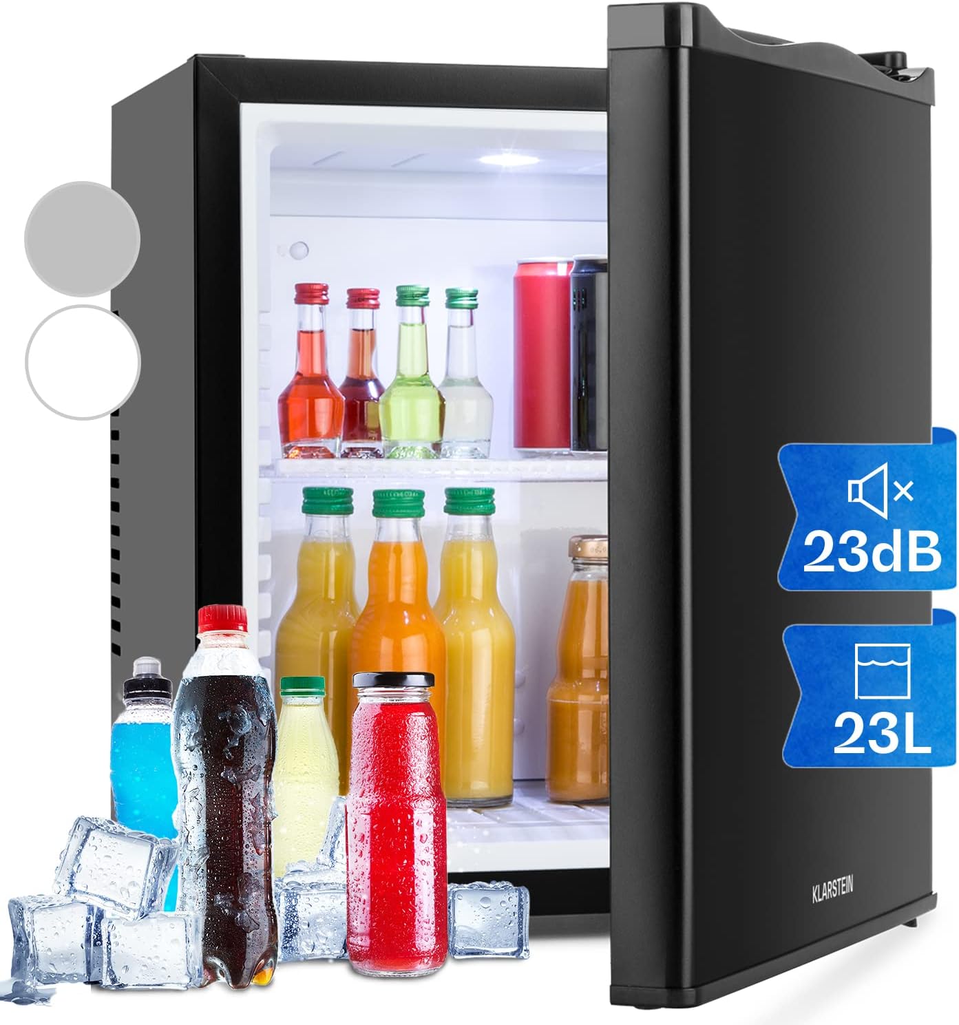 Klarstein Mini Kühlschrank für Zimmer, 23L, für Getränke & Kosmetik, Kleine Minibar, Leise, Verstellbare Ablage, Kleiner Skincare Kühlschrank 5-15°C