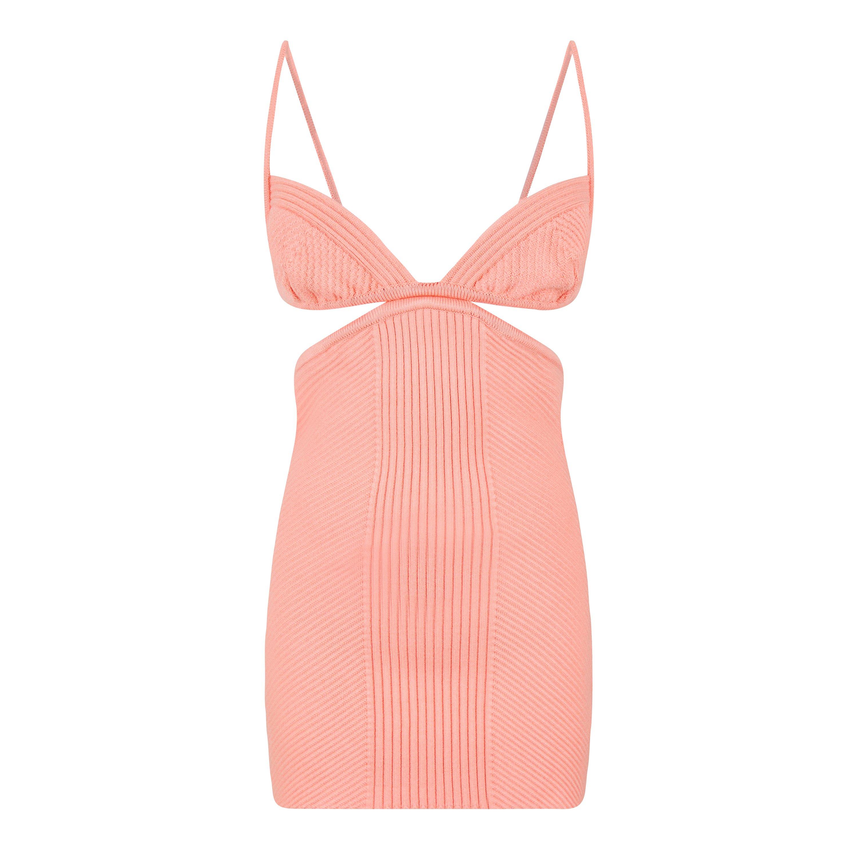 Off White Cut Out Rib Mini Dress