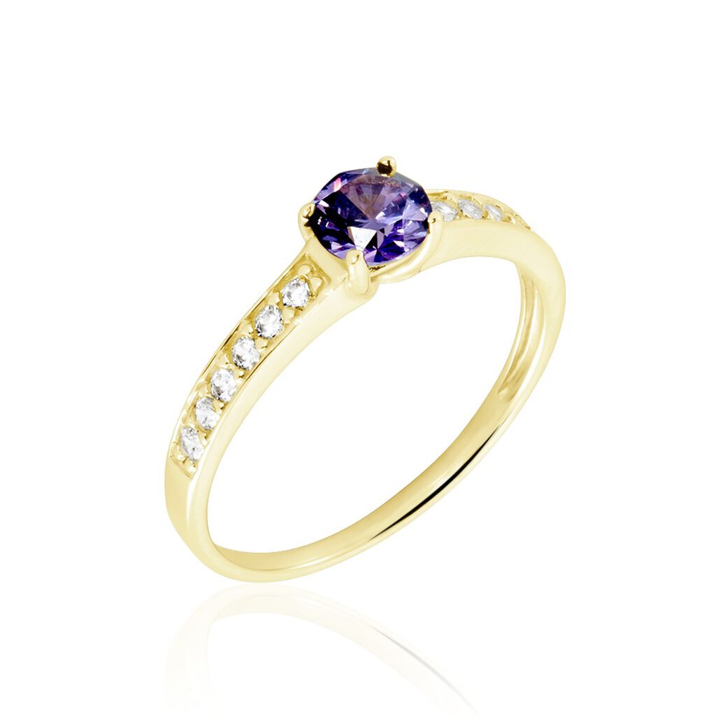 Bague Carrol Or Jaune Améthyste Oxyde De Zirconium