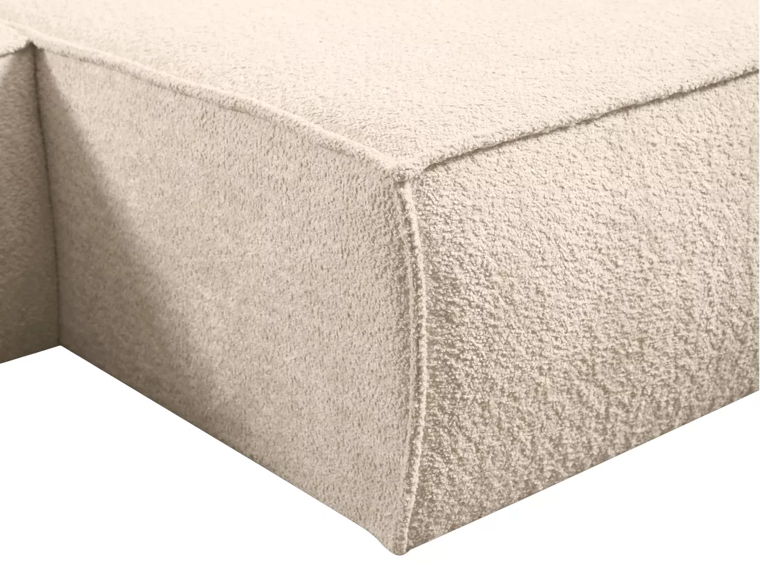 Canapé d'angle convertible en tissu bouclette beige AMELIA - Angle droit