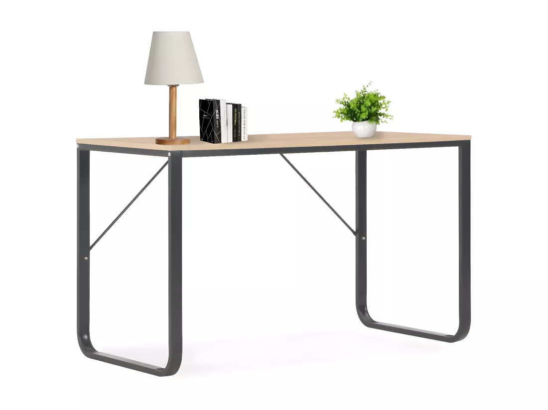 Bureau d'ordinateur Noir et chêne 120x60x73 cm