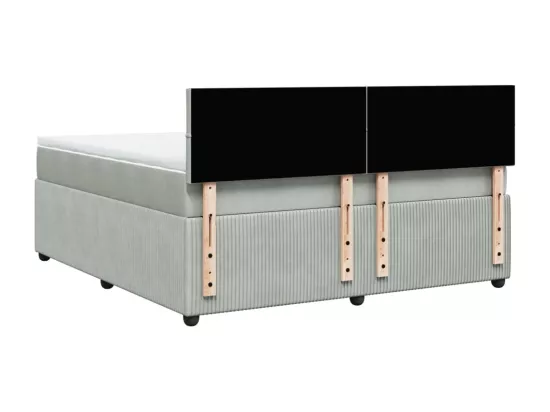 Sommier à lattes de lit et matelas Gris clair 180x200cm Velours