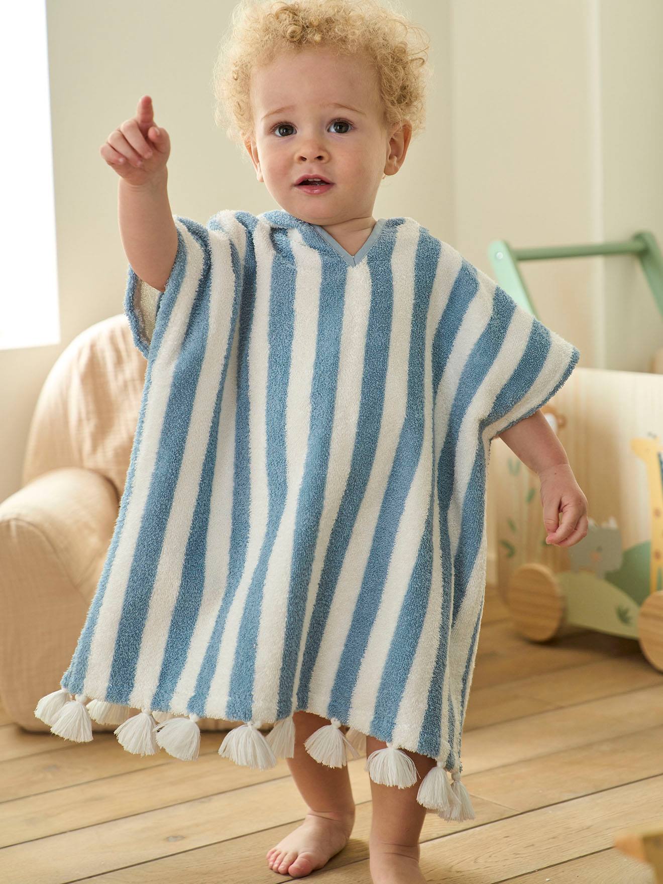 Poncho de banho personalizado para bebê, verde metálico médio