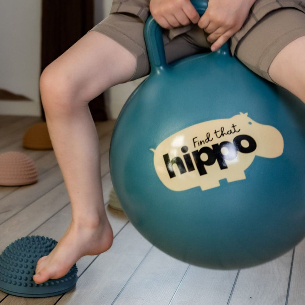 Køb Find that Hippo Hoppebold med Håndtag - Farve Mørk Cyan, Str. 45 Cm